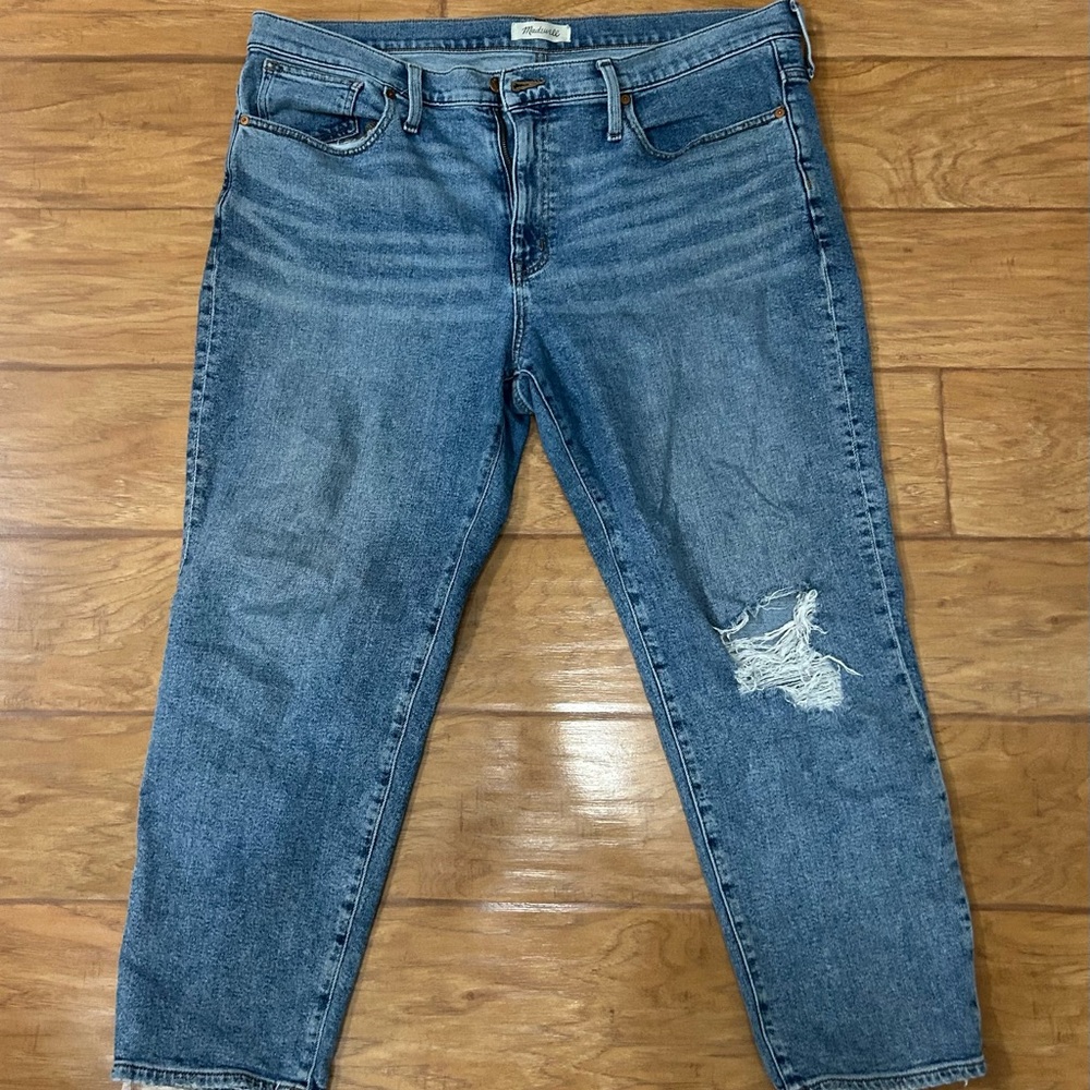Madewell Blue Distressed Boyfriend Jeans